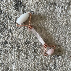 Rose Quartz Facial Roller - Pink and White